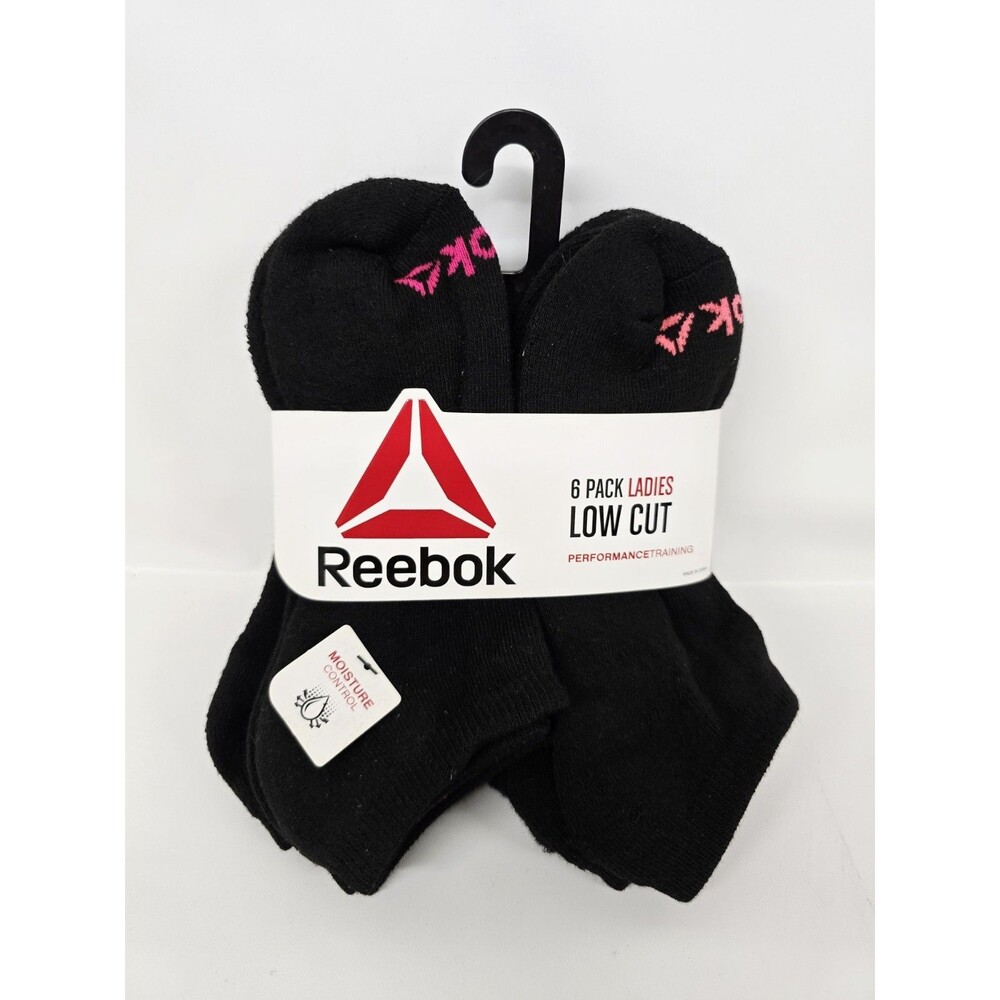 Reebok 6 Pack Ladies Low-Cut Performance Socks Shoe Size 4-10 Black New w/Tags